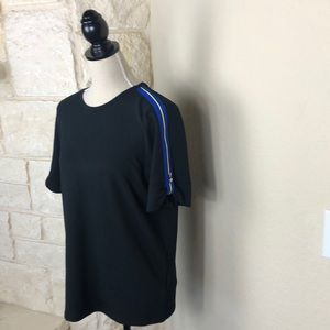 NWT Ralph Lauren Black Ribbon Striped Shoulder Tee